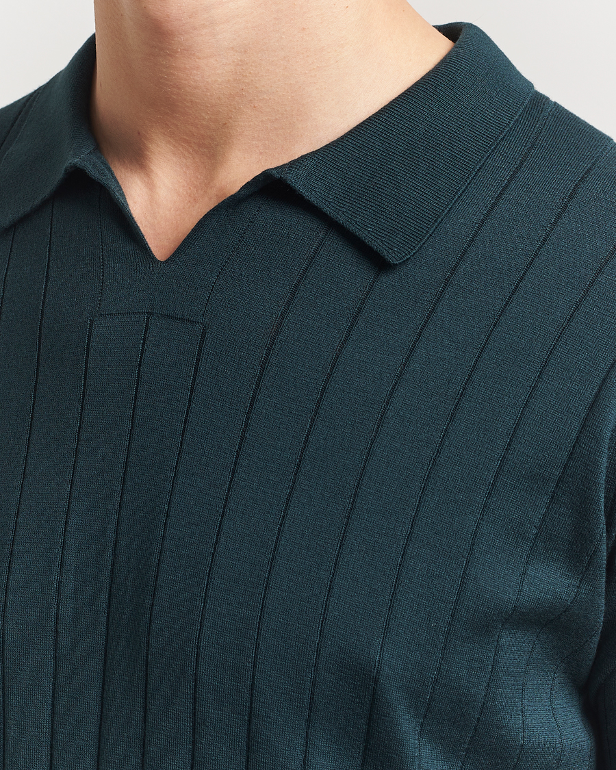 Men | Polo Shirts | John Smedley | Roper Open Collar Sea Island Polo Rain Forest