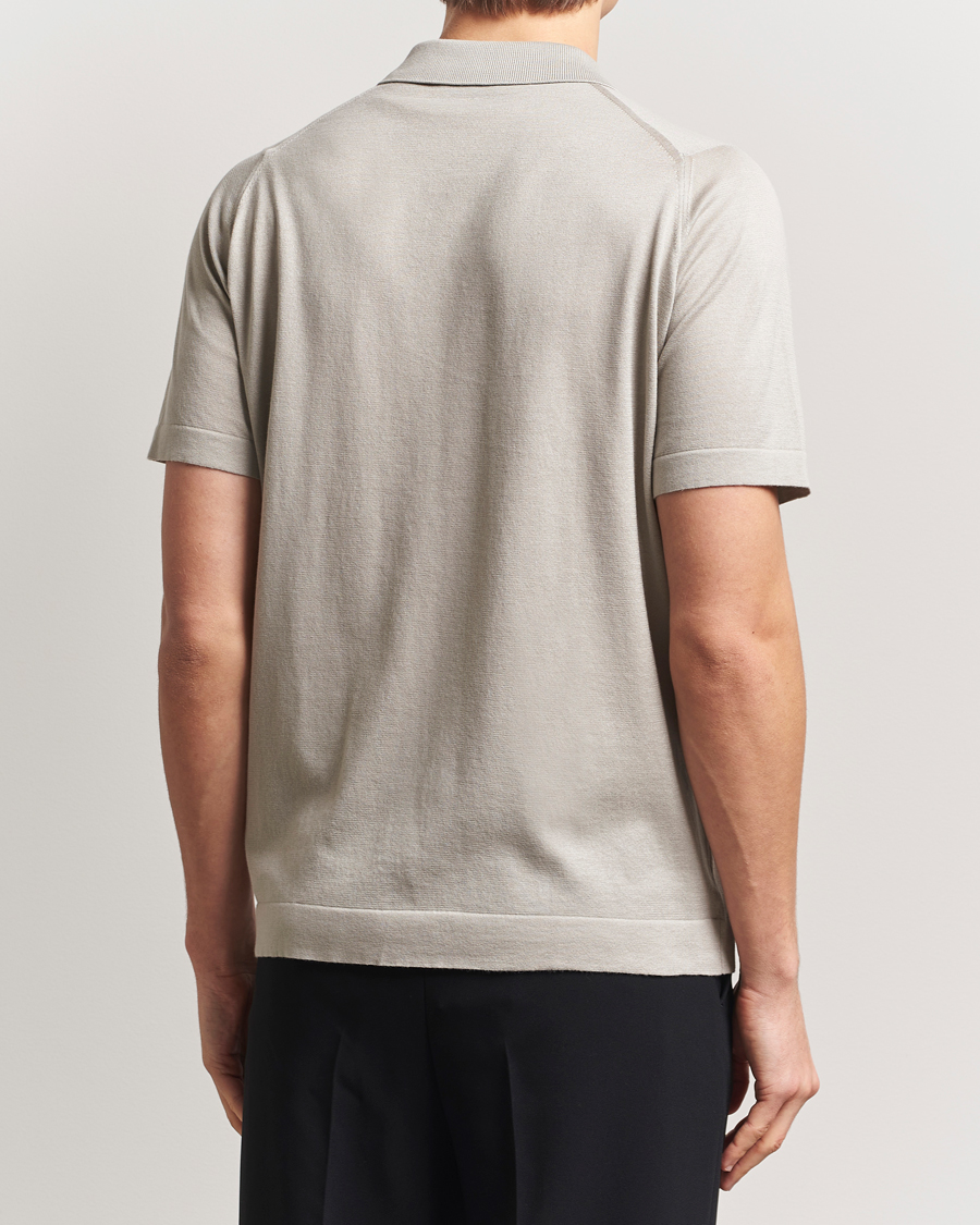 Men | Shirts | John Smedley | Folke Sea Island Knitted Polo Parchment