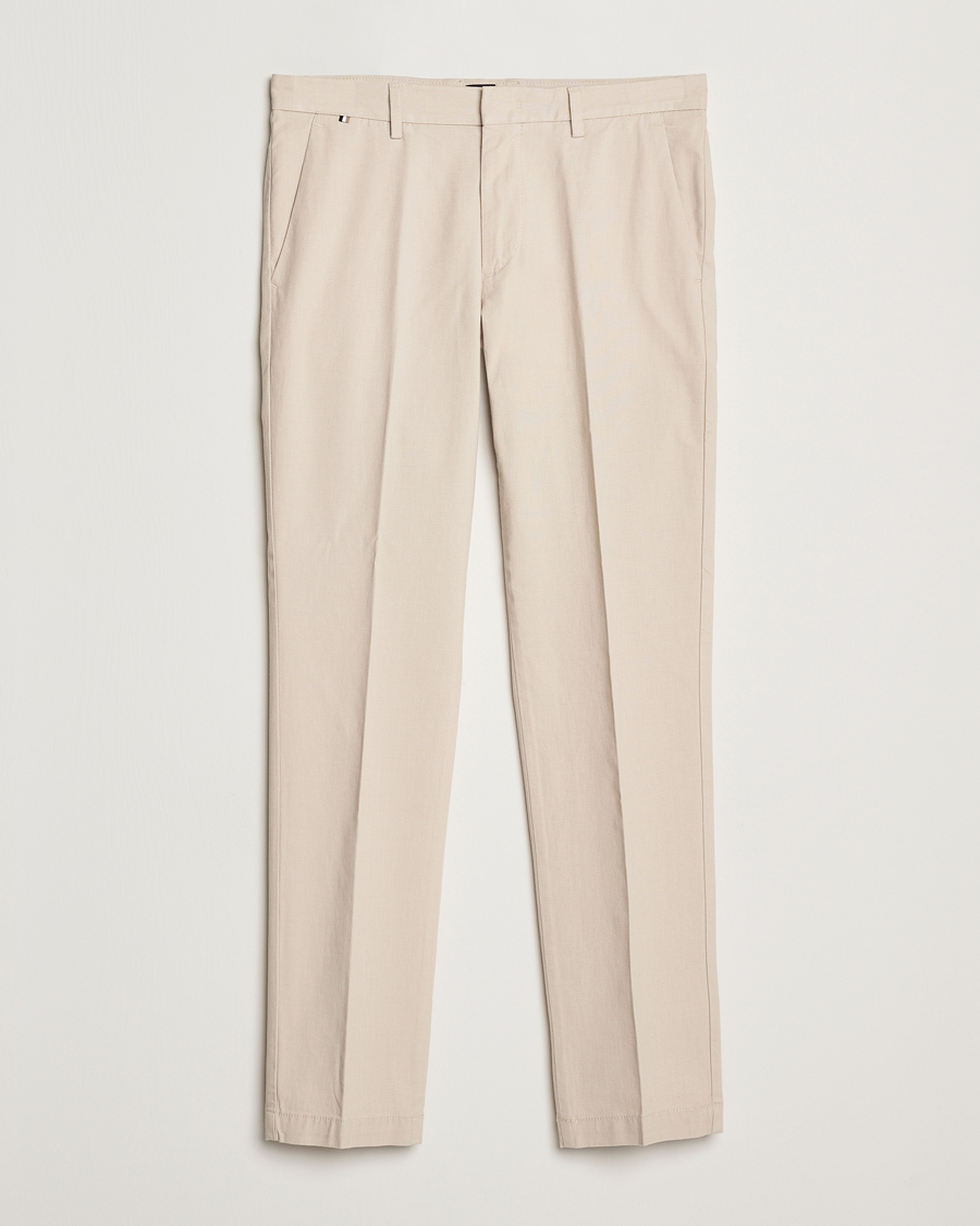 Men | Trousers | BOSS BLACK | Kaito Structured Cotton Pants Light Beige