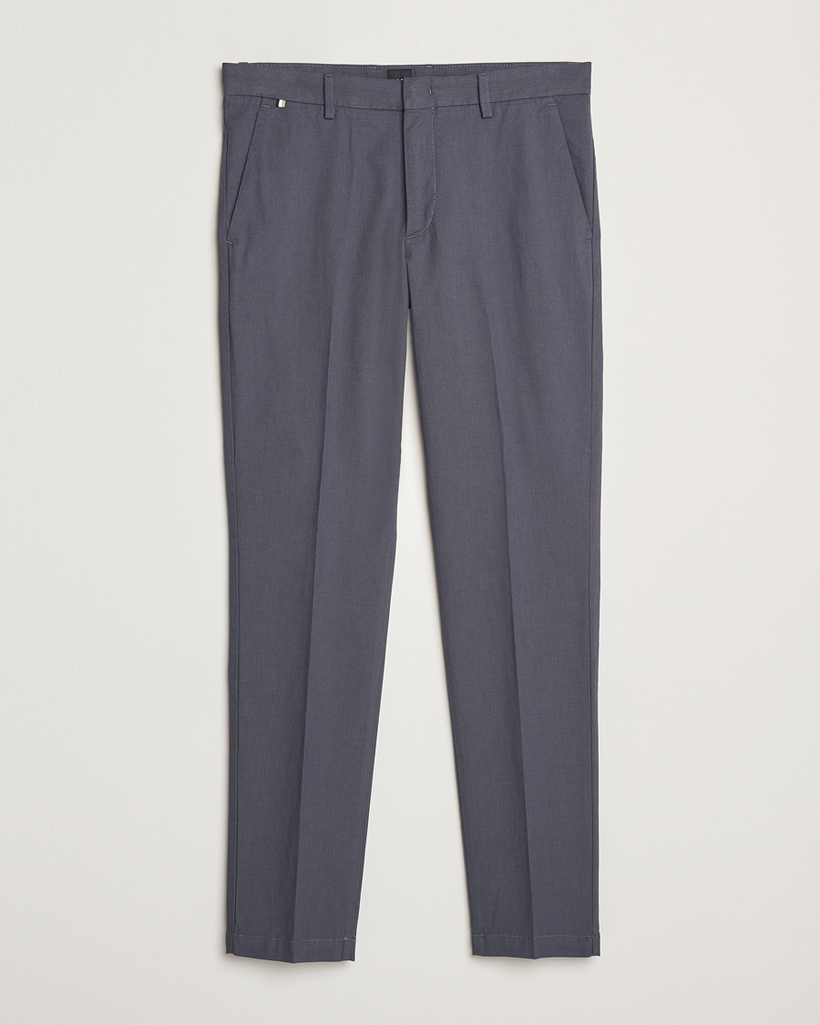 BOSS BLACK Kaito Structured Cotton Pants Dark Blue at CareOfCarl.com