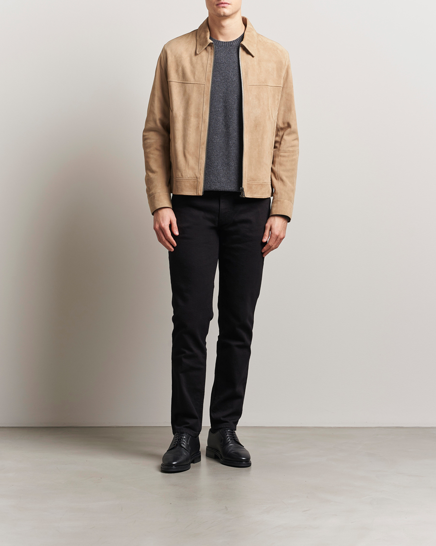 Men | Coats & Jackets | BOSS BLACK | Malbano Suede Jacket Light Beige