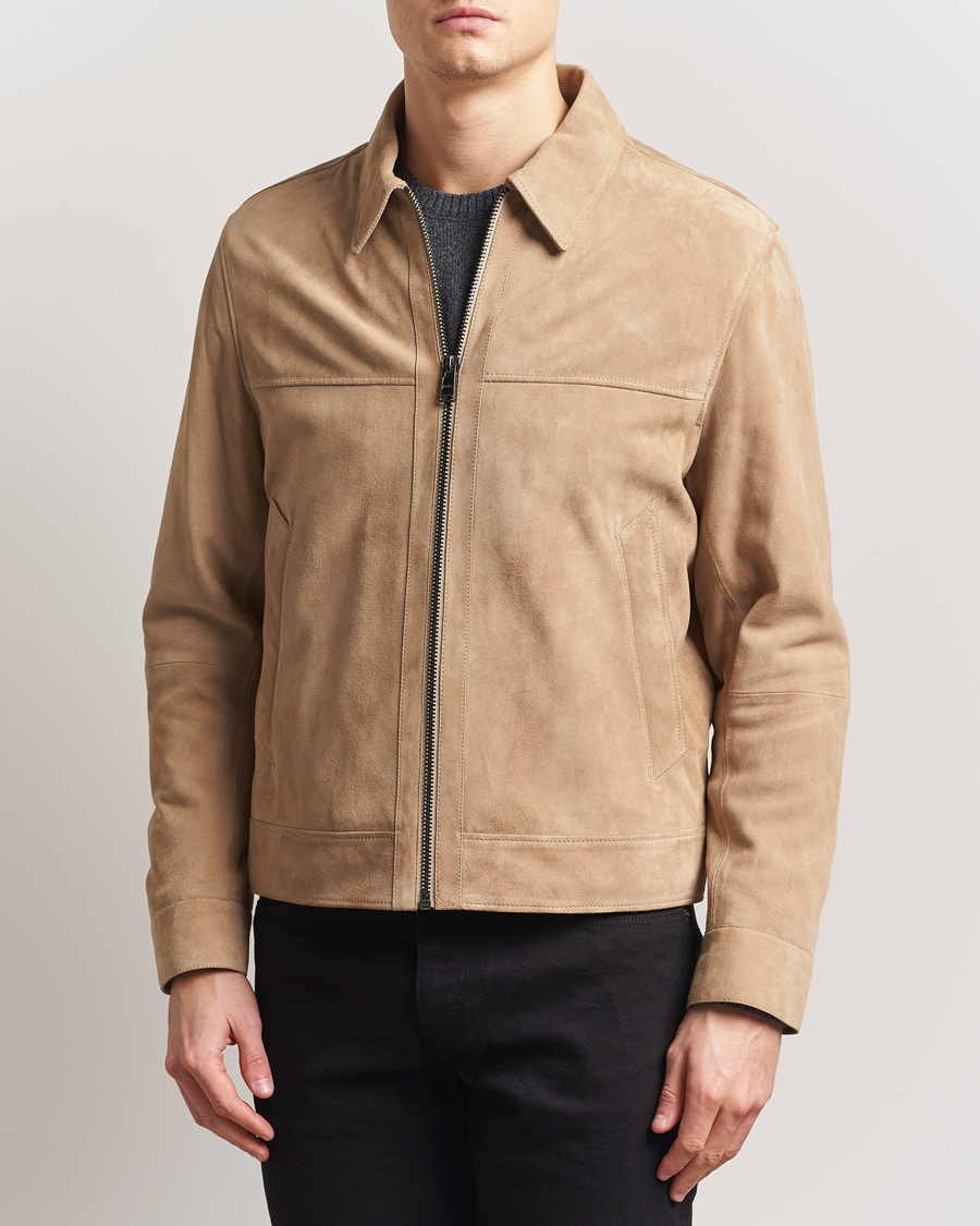 Men | Coats & Jackets | BOSS BLACK | Malbano Suede Jacket Light Beige