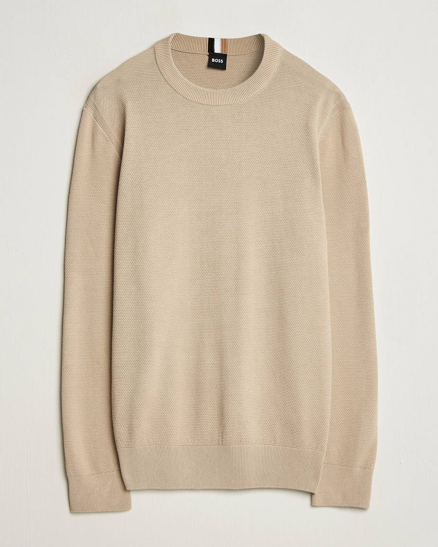 Men | Sweaters & Knitwear | BOSS BLACK | Ecaio Knitted Sweater Light Beige