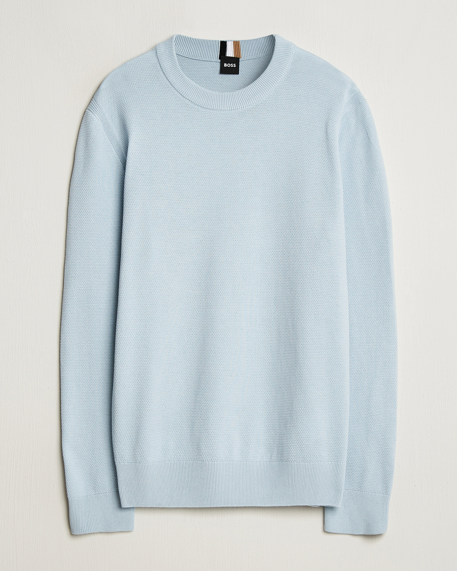 Men | Sweaters & Knitwear | BOSS BLACK | Ecaio Knitted Sweater Light Blue