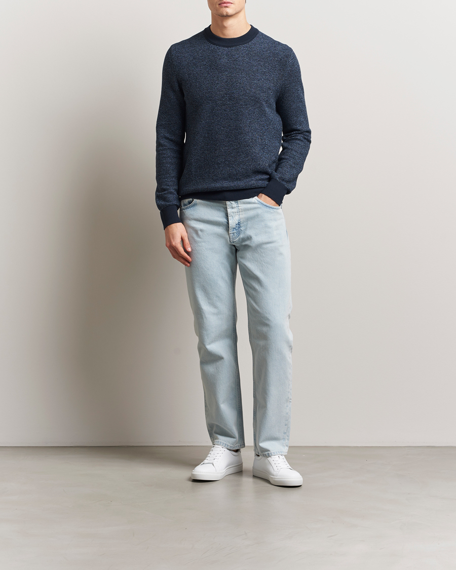 Men | Sweaters & Knitwear | BOSS ORANGE | Aspoki Structured Knitted Sweater Dark Blue