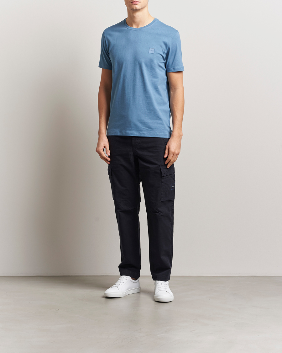 Men | T-Shirts | BOSS ORANGE | Tales Logo Crew Neck T-Shirt Light Blue