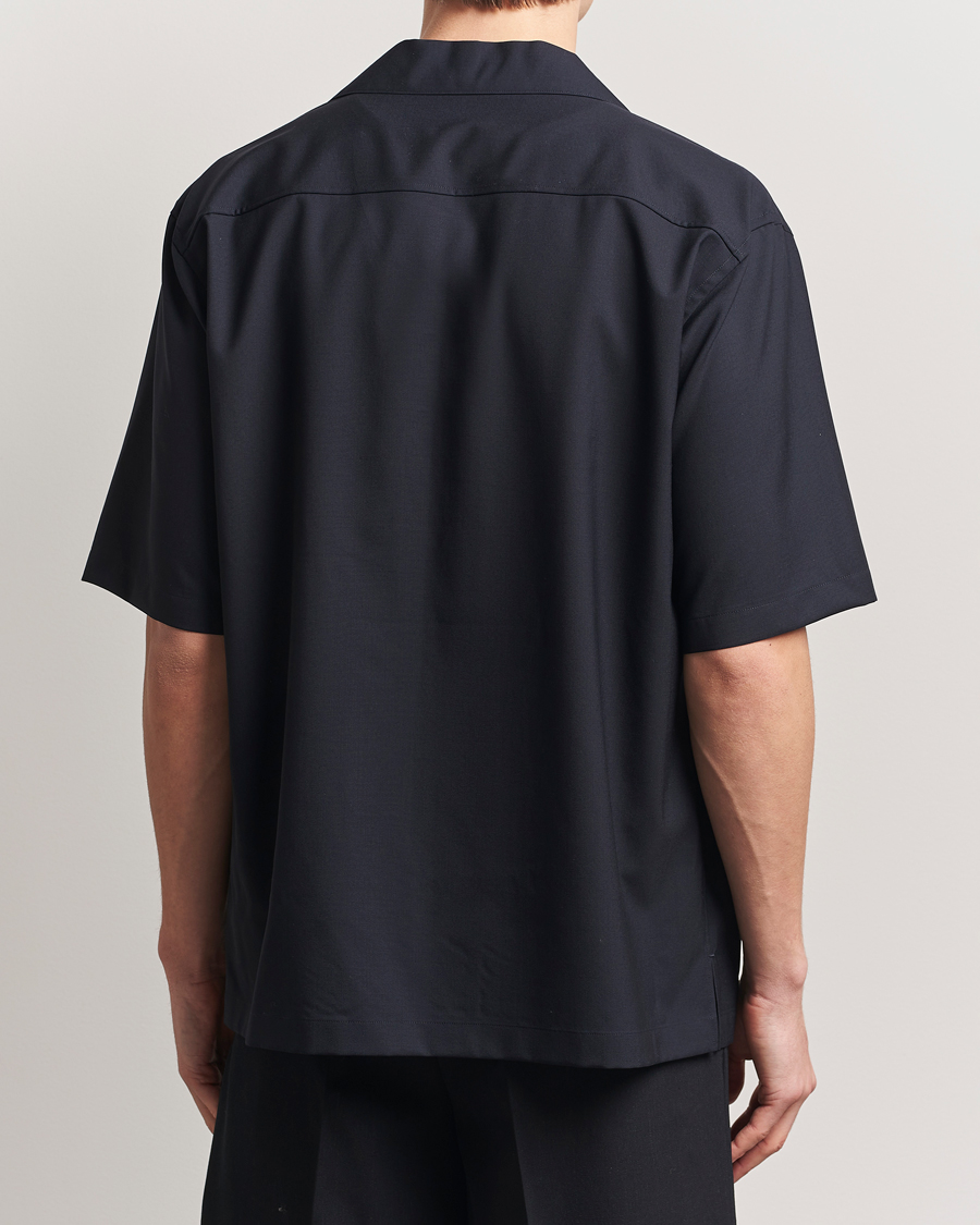 Men | Shirts | Auralee | Open Collar Short Sleeve Shirt Navy