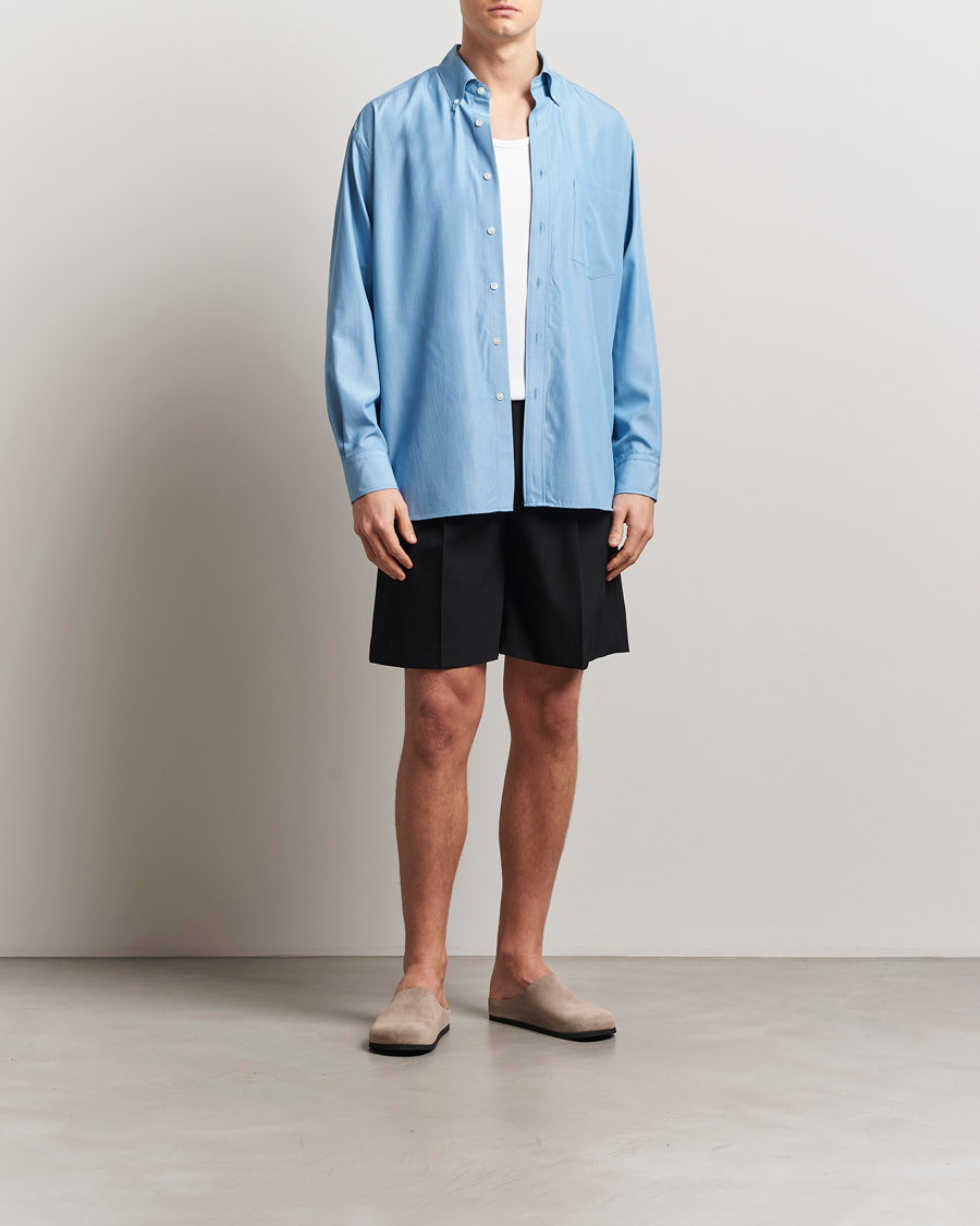 Men | Shorts | Auralee | Light Wool Gabardine Shorts Black