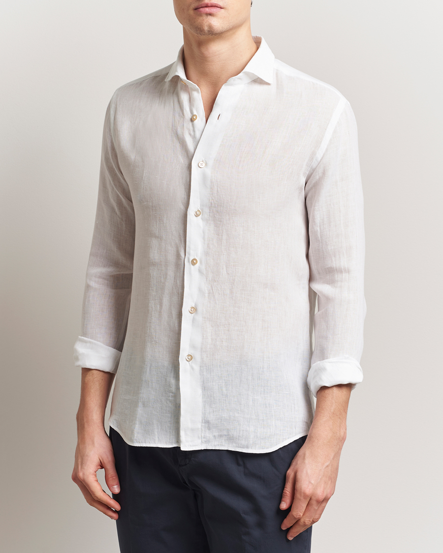 Men | Shirts | Grigio | Linen Casual Shirt White