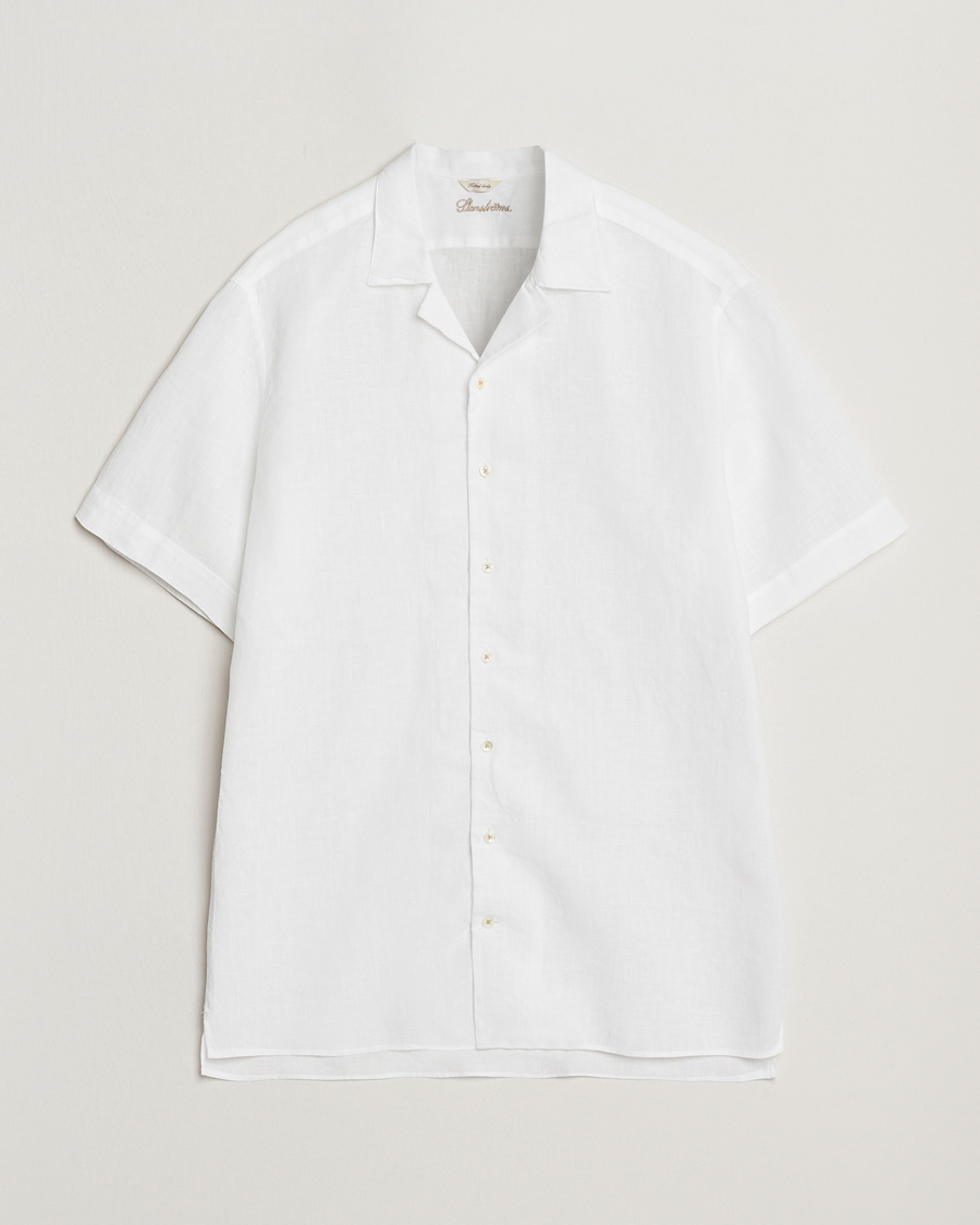 Men | Shirts | Stenströms | Short Sleeve Linen Shirt White