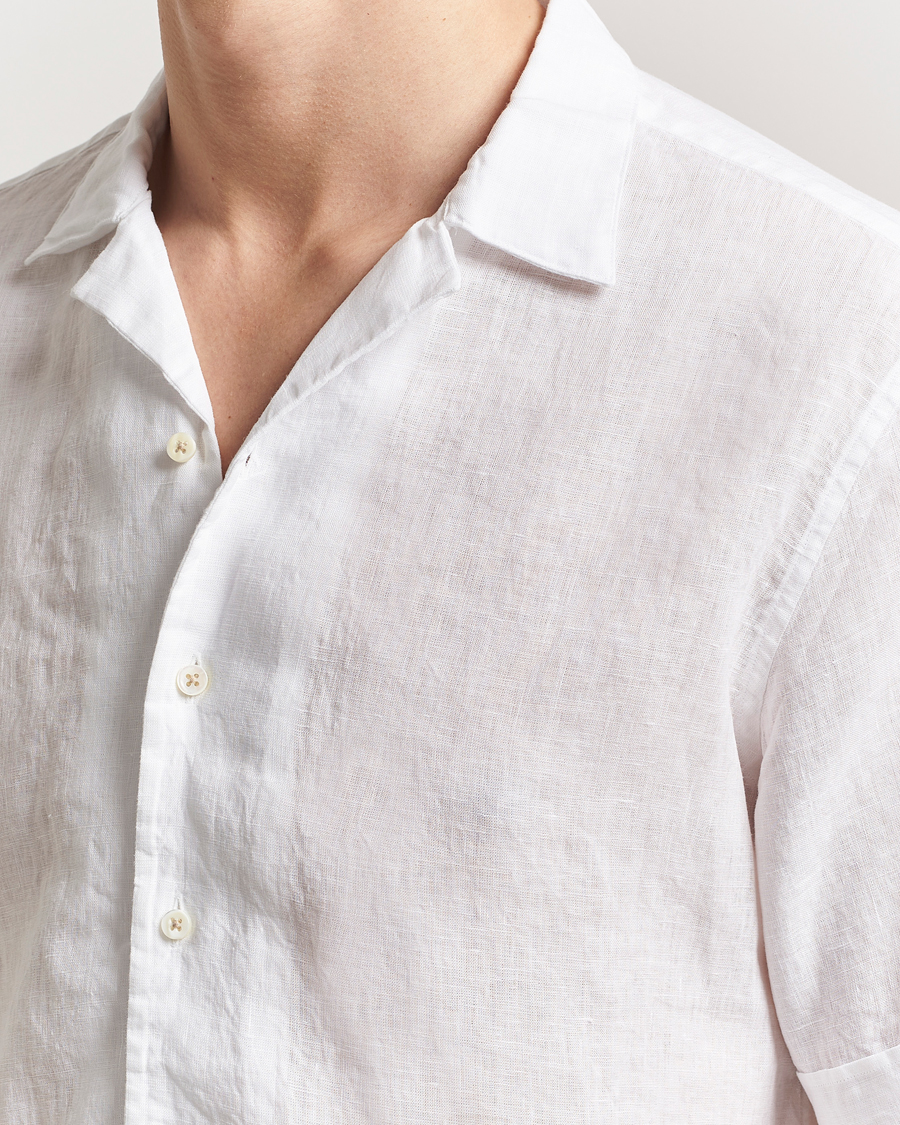 Men | Shirts | Stenströms | Short Sleeve Linen Shirt White