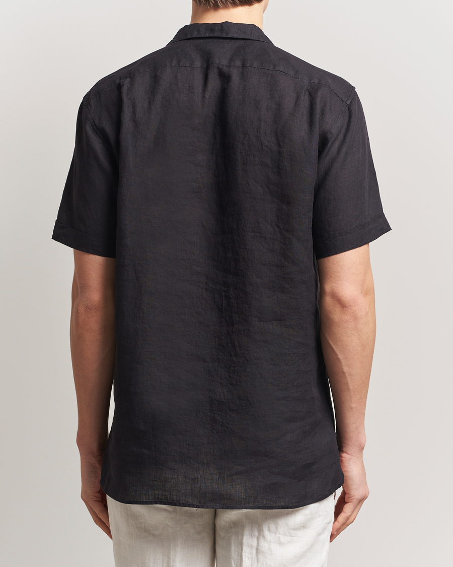 Men | Shirts | Stenströms | Short Sleeve Linen Shirt Black