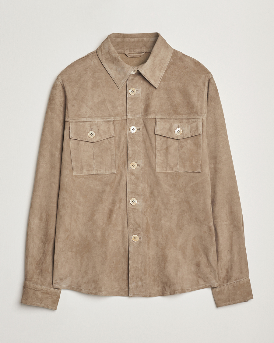 Men | Coats & Jackets | Stenströms | Suede Overshirt Taupe