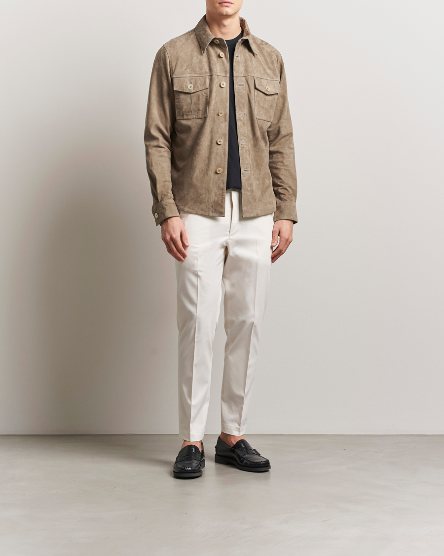 Men | Coats & Jackets | Stenströms | Suede Overshirt Taupe