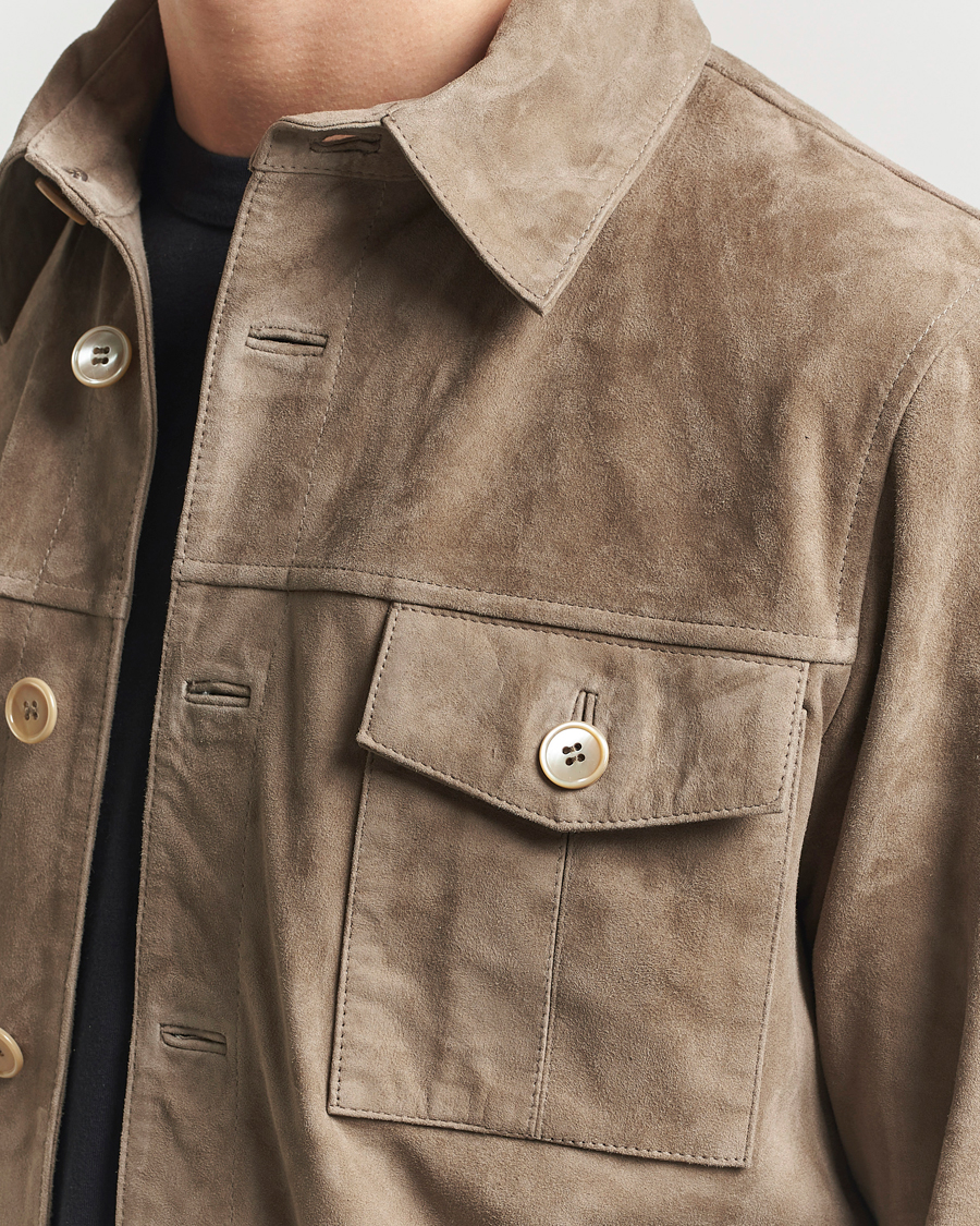 Men | Coats & Jackets | Stenströms | Suede Overshirt Taupe