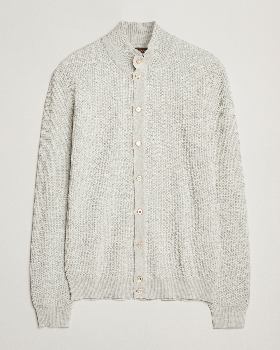Men | Sweaters & Knitwear | Stenströms | Knitted Textured Merino Cardigan Grey