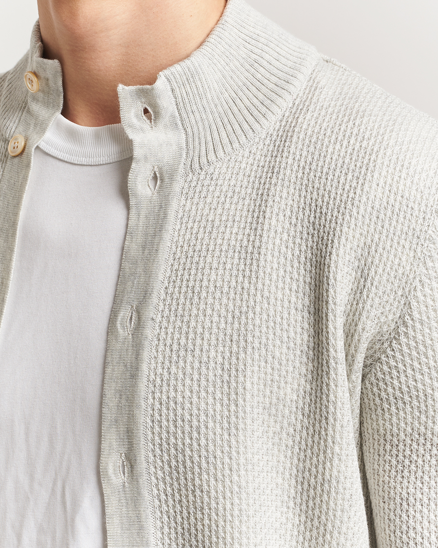 Men | Sweaters & Knitwear | Stenströms | Knitted Textured Merino Cardigan Grey