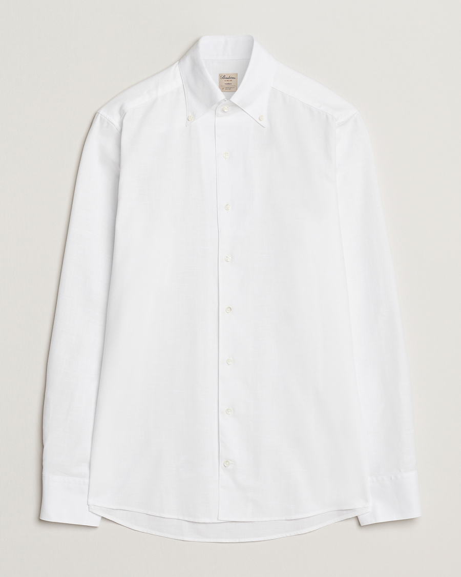 Men | Shirts | Stenströms | Soft Cotton One Piece Button Down Shirt White