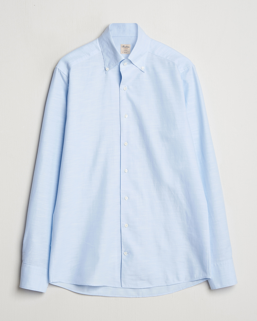 Men | Shirts | Stenströms | Soft Cotton One Piece Button Down Shirt Blue