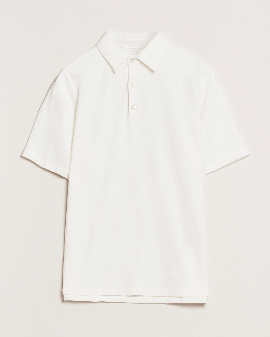 Men | Polo Shirts | Stenströms | Terry Slub Cotton Polo White