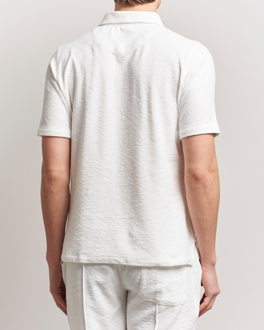 Men | Polo Shirts | Stenströms | Terry Slub Cotton Polo White