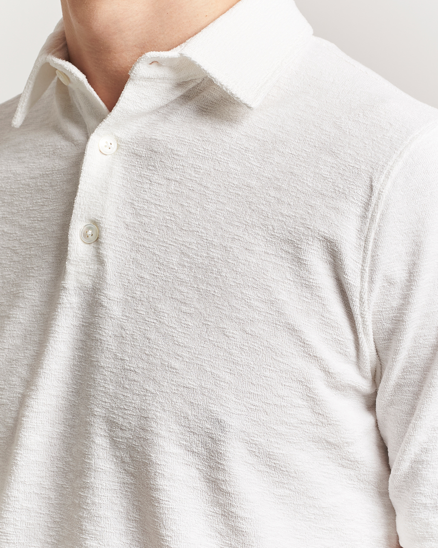 Men | Polo Shirts | Stenströms | Terry Slub Cotton Polo White