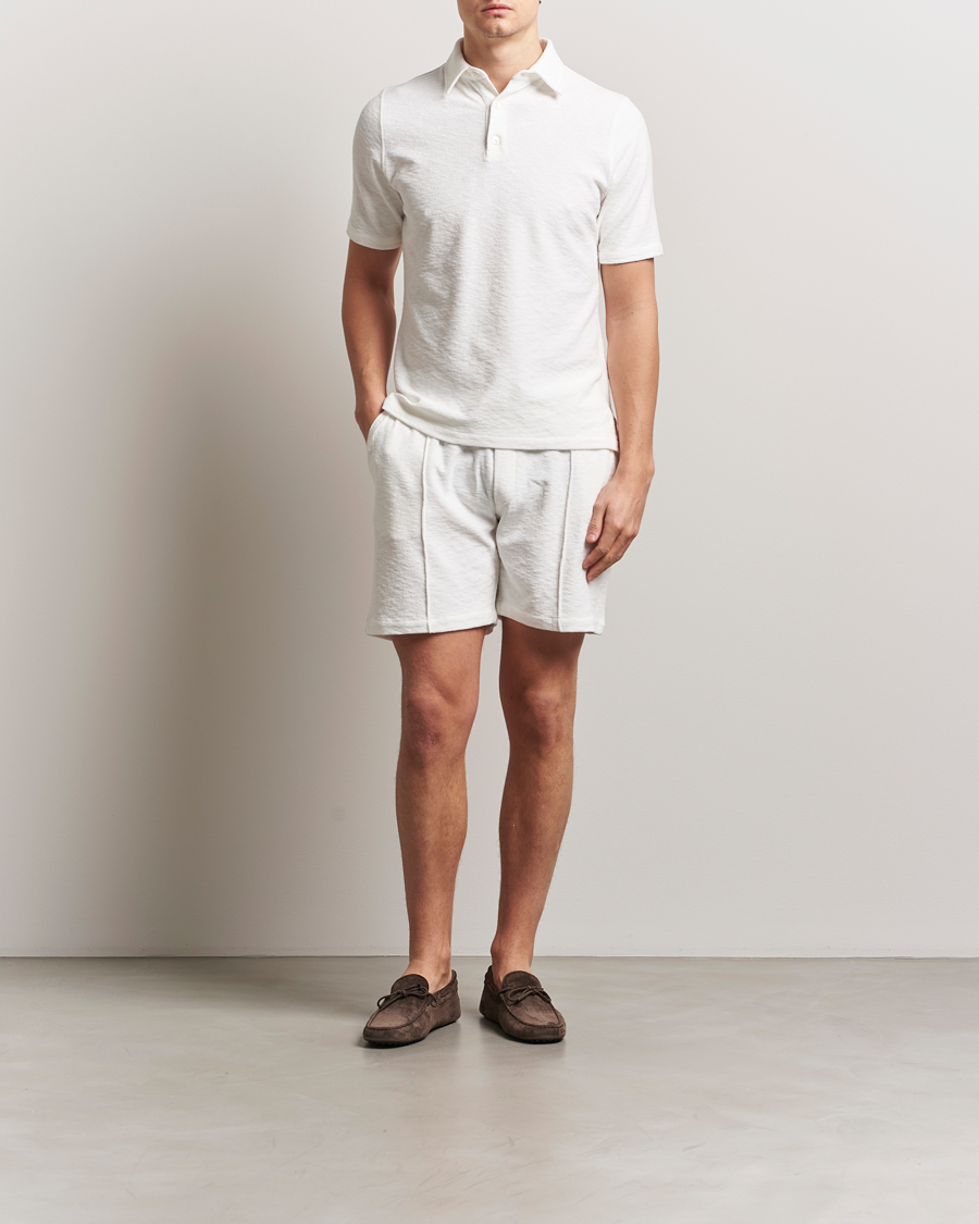 Men | Shorts | Stenströms | Terry Slub Cotton Shorts White