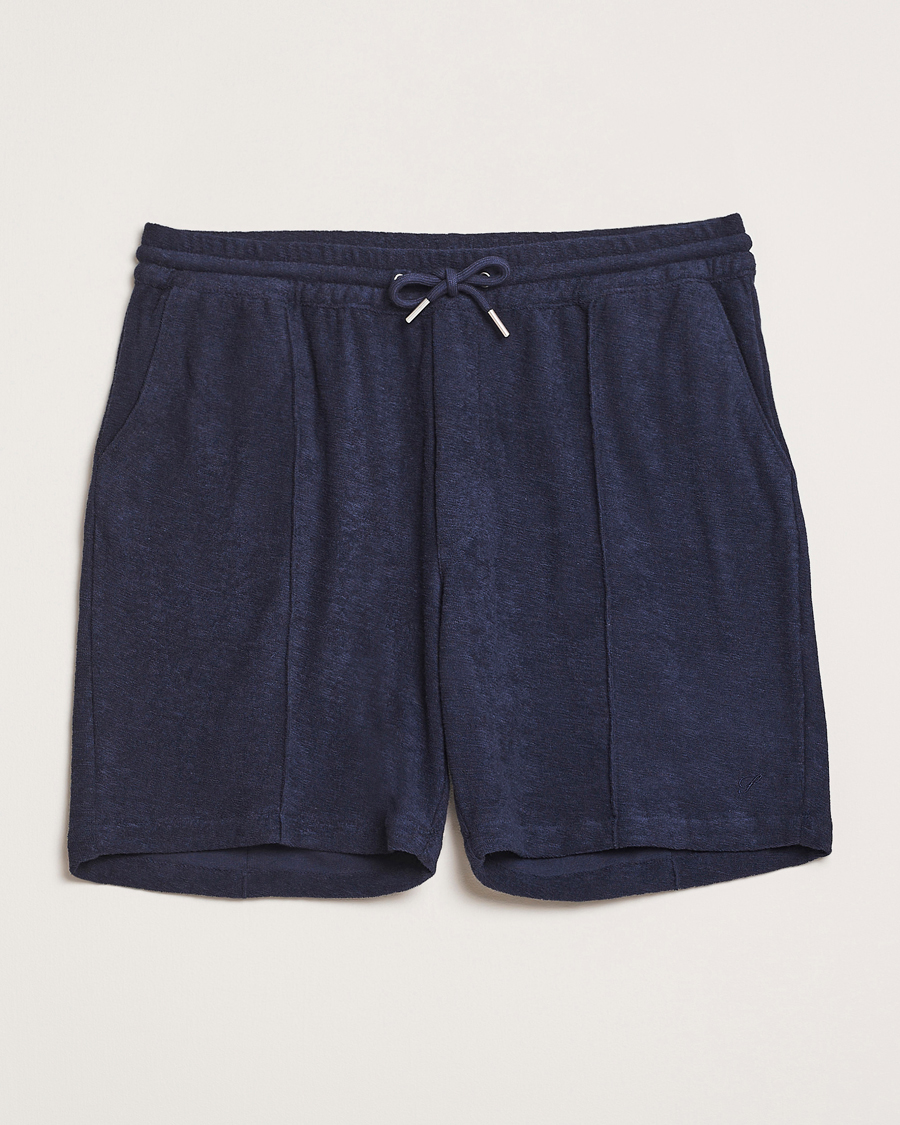 Men | Shorts | Stenströms | Terry Slub Cotton Shorts Navy