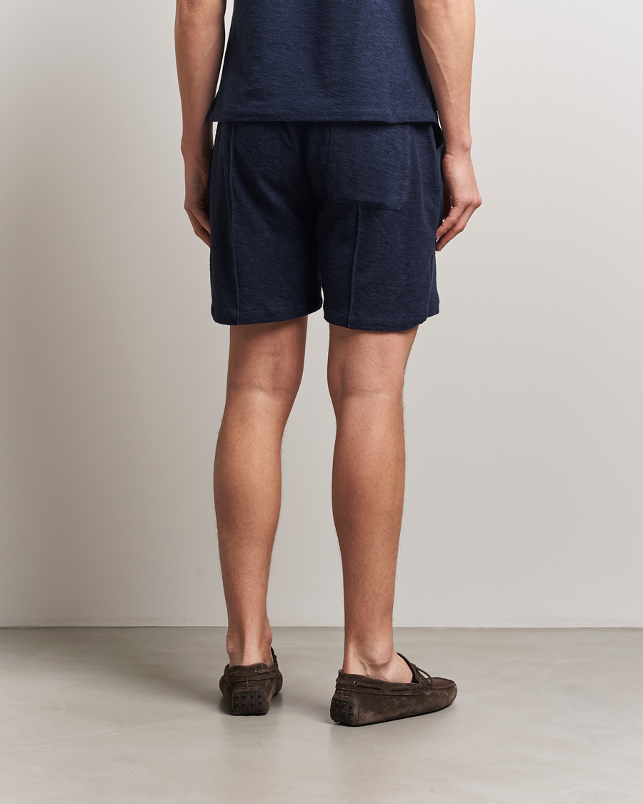 Men | Shorts | Stenströms | Terry Slub Cotton Shorts Navy