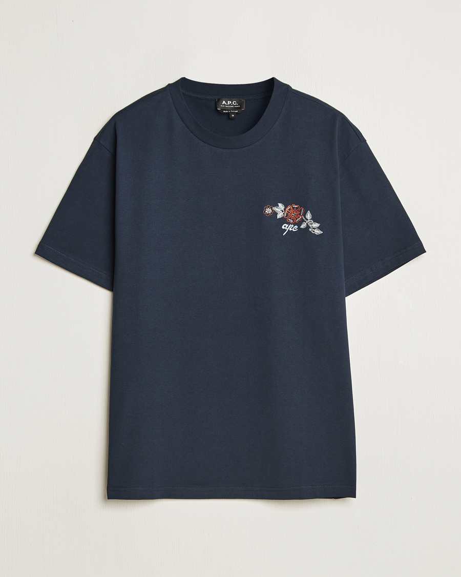 Men | T-Shirts | A.P.C. | Oscar Embroidered T-Shirt Dark Navy