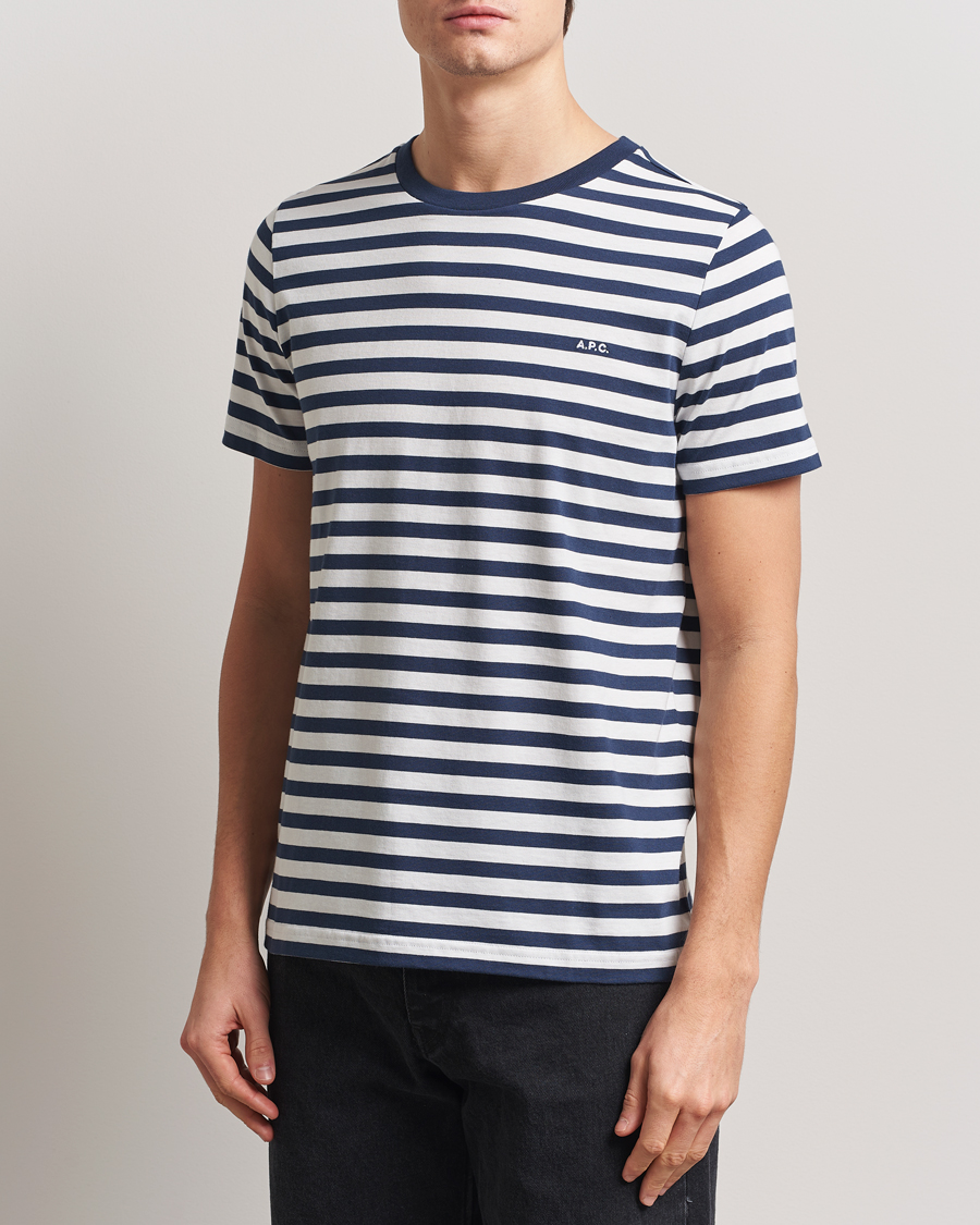 Men | T-Shirts | A.P.C. | Striped T-Shirt Navy/White