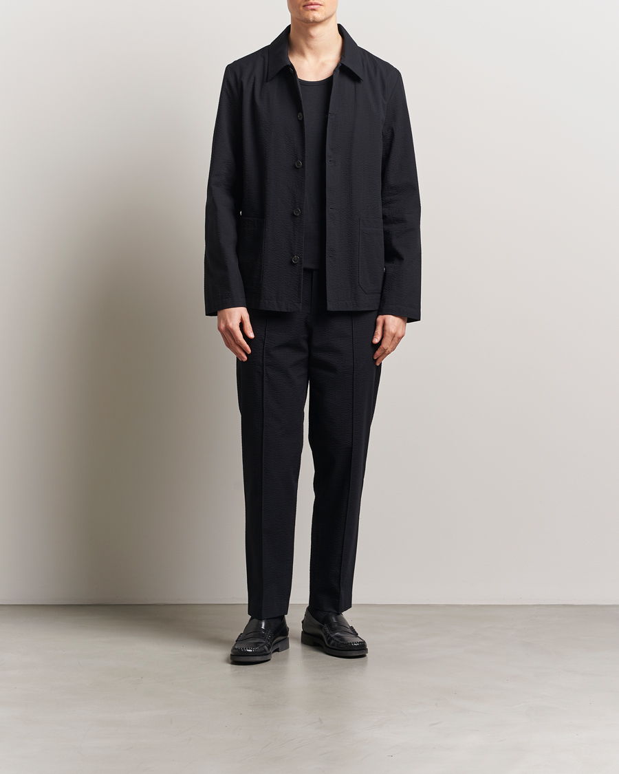 A.P.C. Brest Seersucker Overshirt Black at CareOfCarl.com