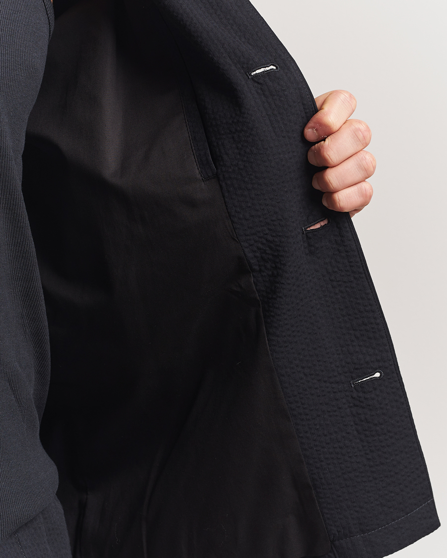 A.P.C. Brest Seersucker Overshirt Black at CareOfCarl.com