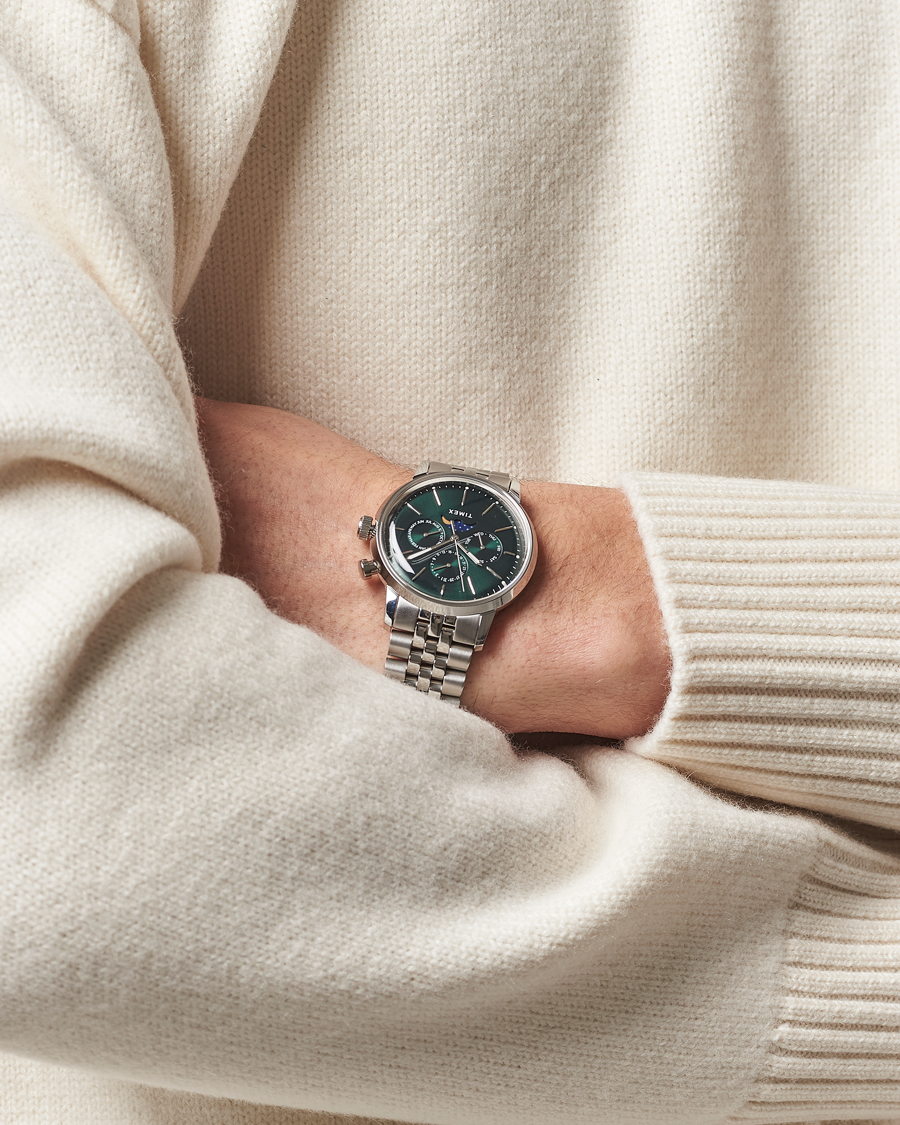 Timex Marlin Moon Phase Quartz Steel 40mm Green Dial at CareOfCarl.com