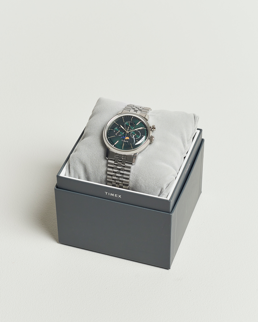 Men | Timex Marlin Moon Phase Quartz Steel 40mm Green Dial | Timex | Marlin Moon Phase Quartz Steel 40mm Green Dial