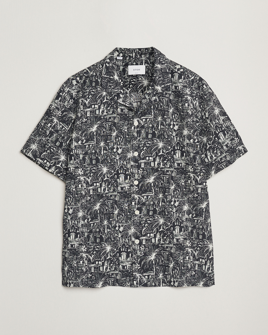 Men | Shirts | Eton | Resort Printed Short Sleeve Shirt Black