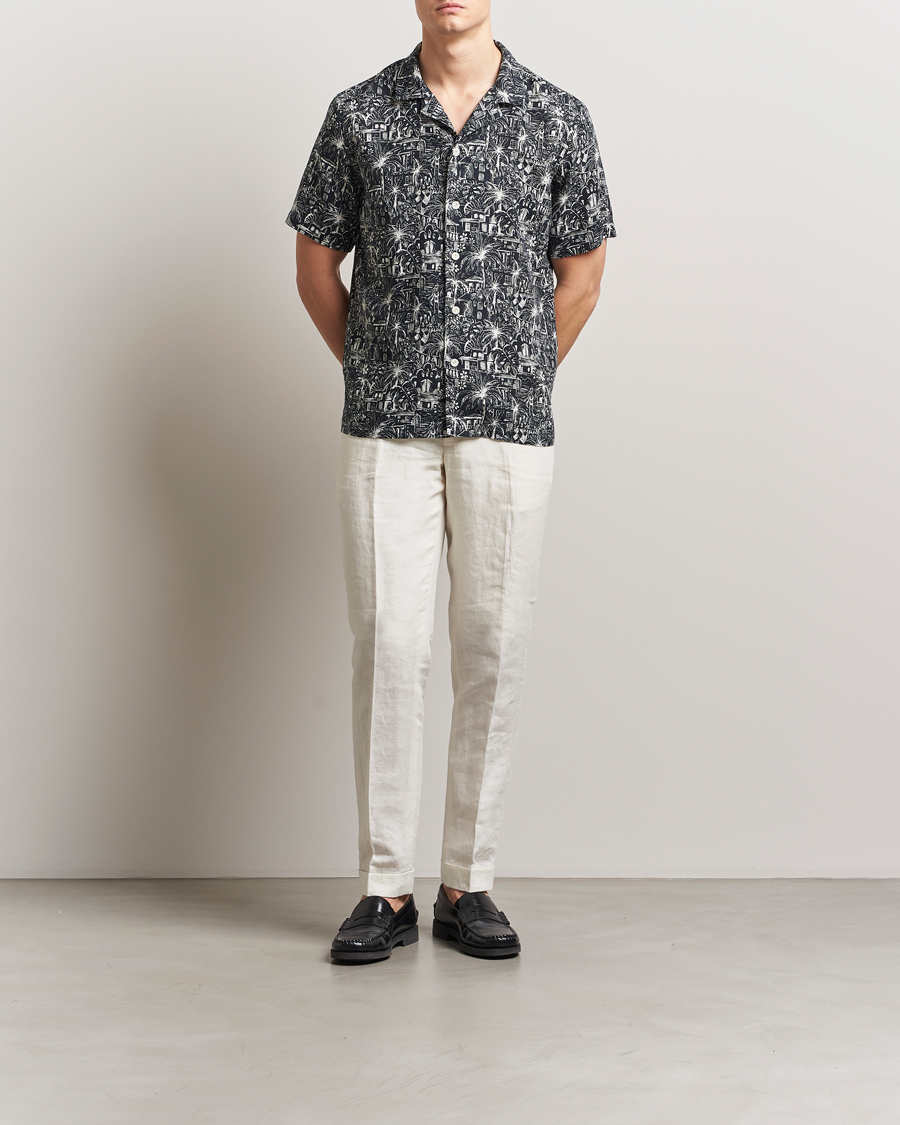 Men | Shirts | Eton | Resort Printed Short Sleeve Shirt Black