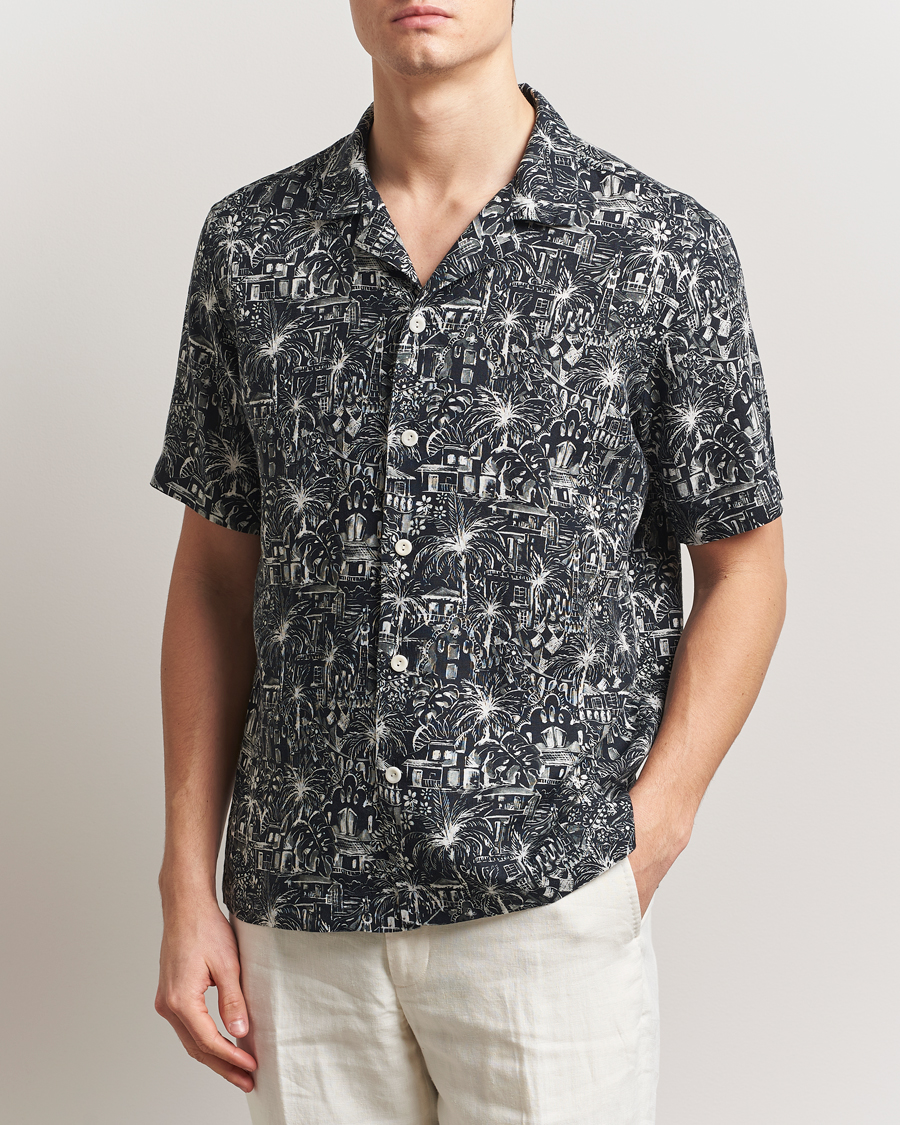 Men | Shirts | Eton | Resort Printed Short Sleeve Shirt Black