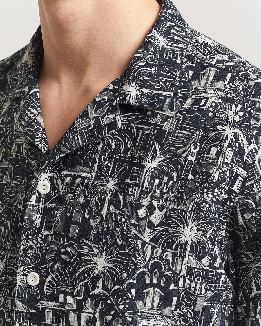 Men | Shirts | Eton | Resort Printed Short Sleeve Shirt Black