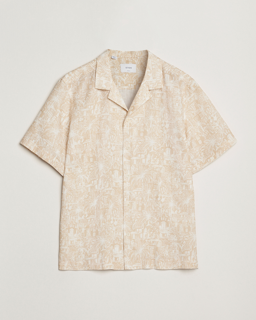 Men | Shirts | Eton | Resort Printed Short Sleeve Shirt Beige