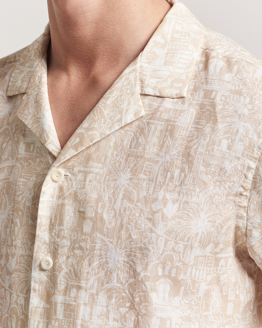 Men | Shirts | Eton | Resort Printed Short Sleeve Shirt Beige