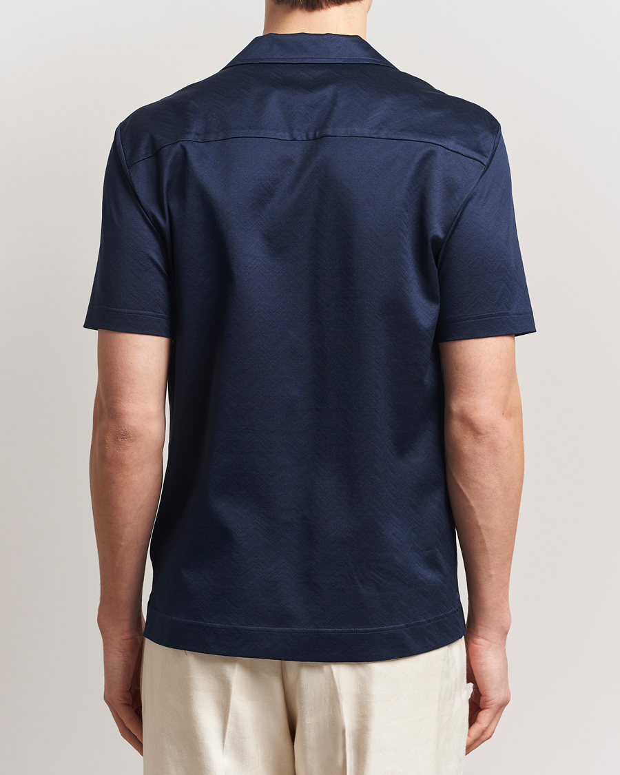 Men | Shirts | Eton | Filo Di Scozia Short Sleeve Shirt Navy Blue