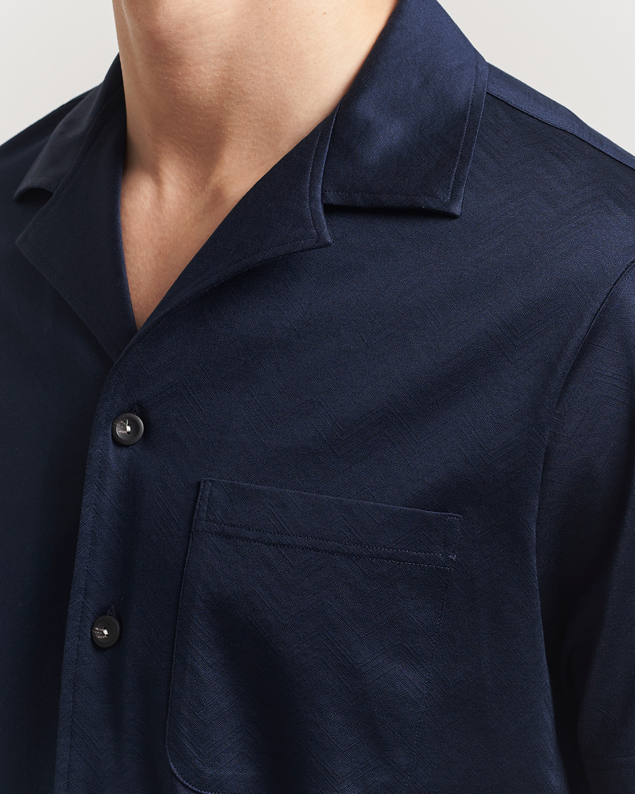 Men | Shirts | Eton | Filo Di Scozia Short Sleeve Shirt Navy Blue