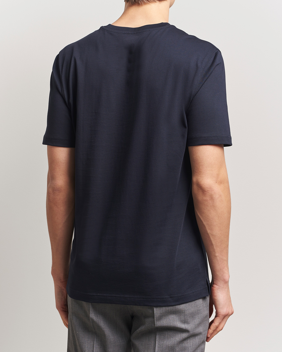 Men | T-Shirts | Eton | Mercerized Jersey Crew Neck T-Shirt Navy Blue