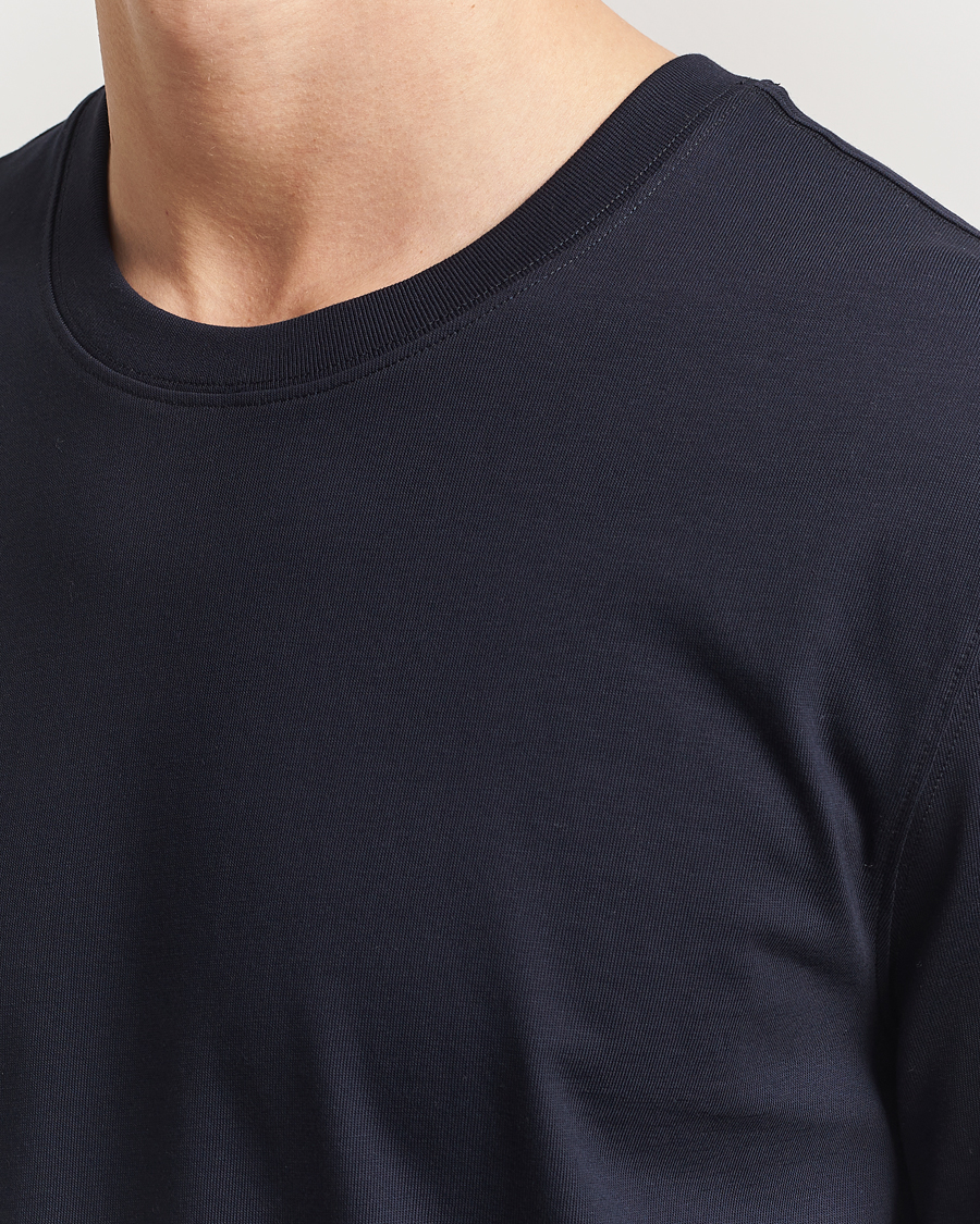 Men | T-Shirts | Eton | Mercerized Jersey Crew Neck T-Shirt Navy Blue