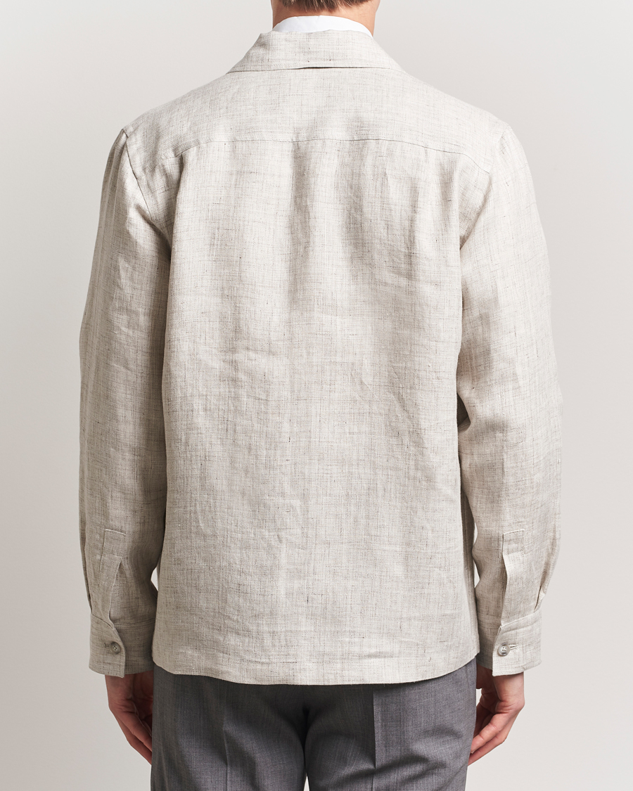 Men | Shirts | Eton | Linen Four Pocket Overshirt Beige