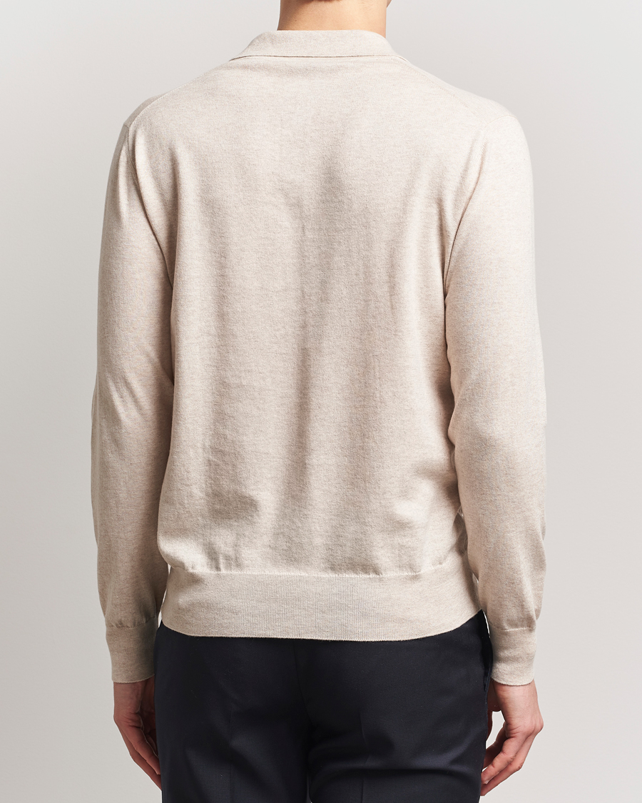 Men | Sweaters & Knitwear | Eton | Cotton/Cashmere Fine Knitted Polo Beige