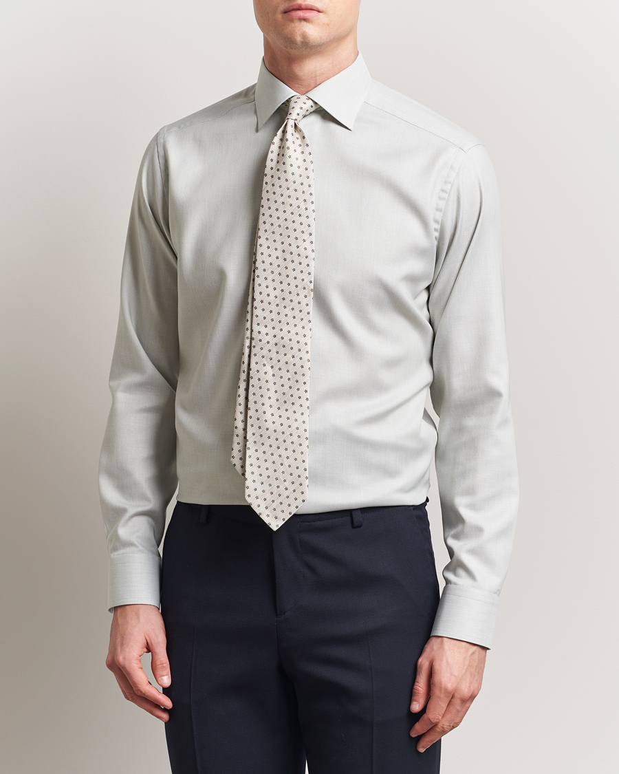 Men | Shirts | Eton | Slim Fit Fine Twill Shirt Light Green Melange