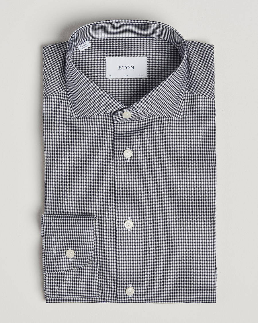 Men | Shirts | Eton | Slim Fit Checked Signature Shirt Dark Blue/White