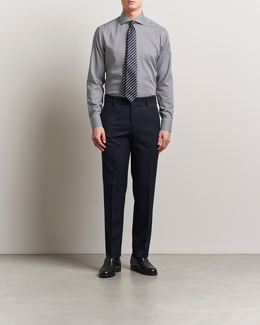 Men | Shirts | Eton | Slim Fit Checked Signature Shirt Dark Blue/White